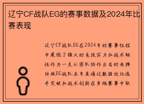 辽宁CF战队EG的赛事数据及2024年比赛表现